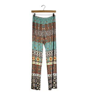 Melissa Paige Geometric Print Palazzo Pants Wide Leg Flowy Boho Resort M